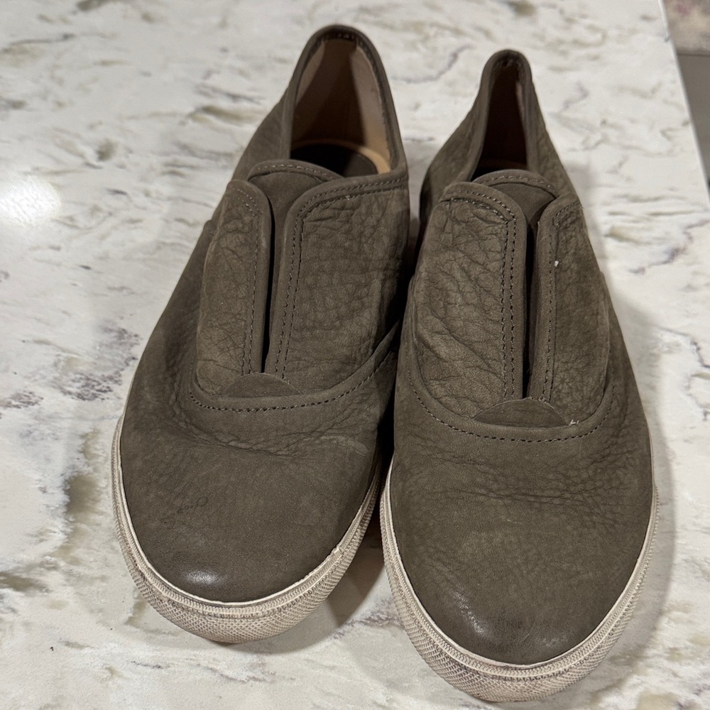 Frye Mindy Leather Olive Slip-On Shoes